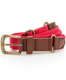 Faux leather and canvas belt