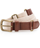 Faux leather and canvas belt