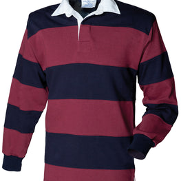 Sewn stripe long sleeve rugby shirt