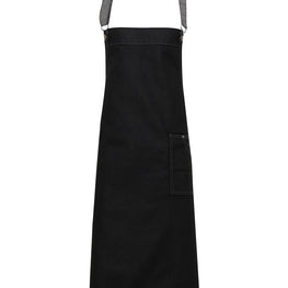 District waxed-look denim bib apron