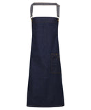 District waxed-look denim bib apron