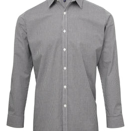 Microcheck (Gingham) long sleeve cotton shirt