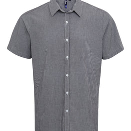 Microcheck (Gingham) short sleeve cotton shirt