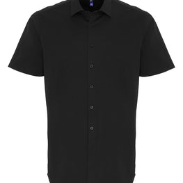 Stretch fit cotton poplin short sleeve shirt