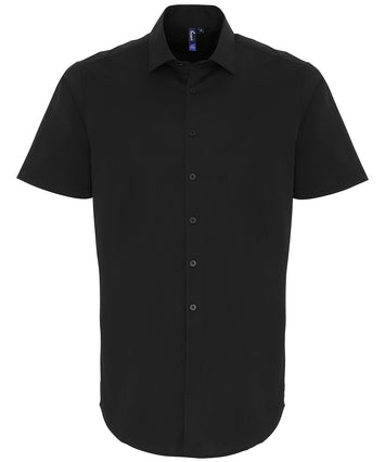 Stretch fit cotton poplin short sleeve shirt
