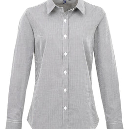 Women's Microcheck (Gingham) long sleeve cotton shirt