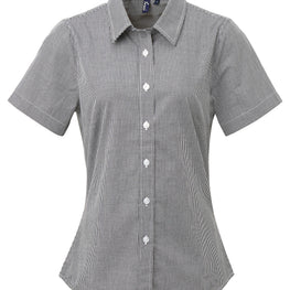 Women's Microcheck (Gingham) short sleeve cotton shirt