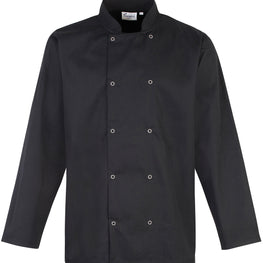 Studded front long sleeve chef's jacket