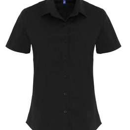 Women's stretch fit cotton poplin short sleeve blouse