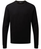 Crew neck cotton-rich knitted sweater