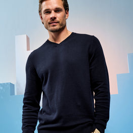 Men's cotton blend v-neck sweater