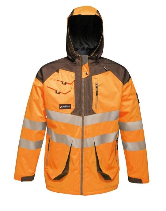 Regatta Hi Vis Parka Jacket - Orange/Grey - 2XL