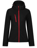 Regatta Womens Venturer Hooded Softshell - Black/Red - 10