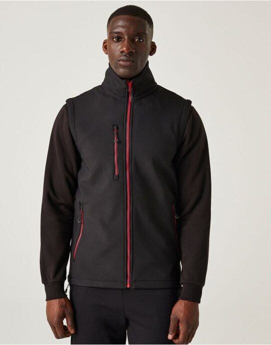 Regatta Navigate 2L Softshell Bodywarmer - Black/Classic Red - 2XL