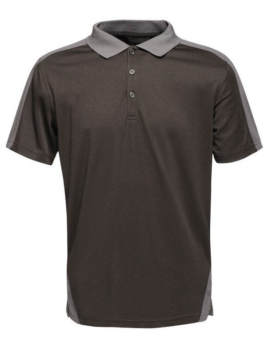 Regatta Mens Contrast Wicking Polo - Black/Seal Grey - 2XL