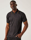 Regatta Navigate Short Sleeve Polo - Black Orange Pop - XL