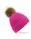 Beechfield Faux Fur Pom Pom Chunky Beanie B412