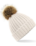 Beechfield Faux Fur Pom Pom Chunky Beanie B412