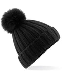 Beechfield Verbier Faux Fur Pop Pom Chunky Beanie B413