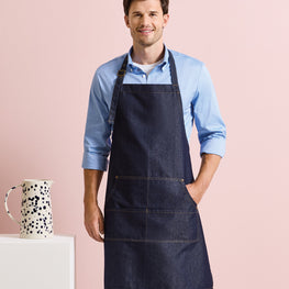 Jeans stitch bib apron
