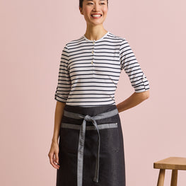 Domain contrast denim waist apron