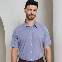 Microcheck (Gingham) short sleeve cotton shirt