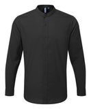 Banded collar grandad long sleeve shirt