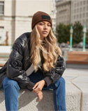 Beechfield Fashion Patch Beanie B442R - Biscuit/Black - One Size