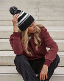 Beechfield Striped Fan Beanie B473R - Black/Classic Red - One Size