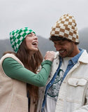 Beechfield Checkerboard Beanie B531 - Biscuit/Almond - One Size