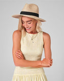 Beechfield Straw Fedora B725 - Natural/Black - Large/ XL